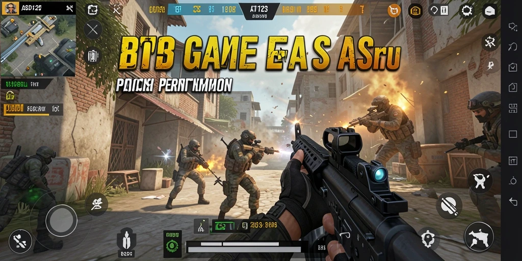Tangkapan layar gameplay ASD123 menampilkan aksi seru pertempuran FPS.
