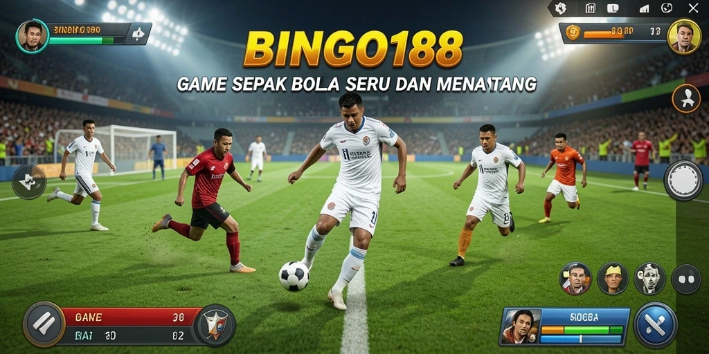 Screenshot gameplay BINGO188 menampilkan pertandingan sepak bola yang seru.