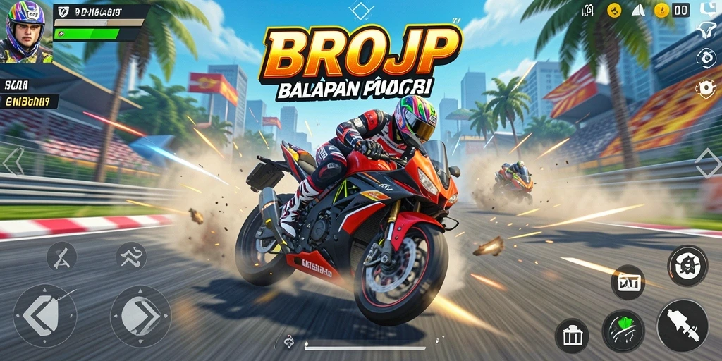 Screenshot menampilkan aksi balap motor yang mendebarkan.