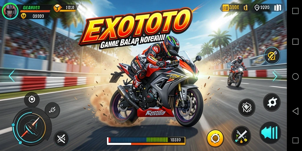 Gameplay balap motor yang mendebarkan di EXOTOTO.