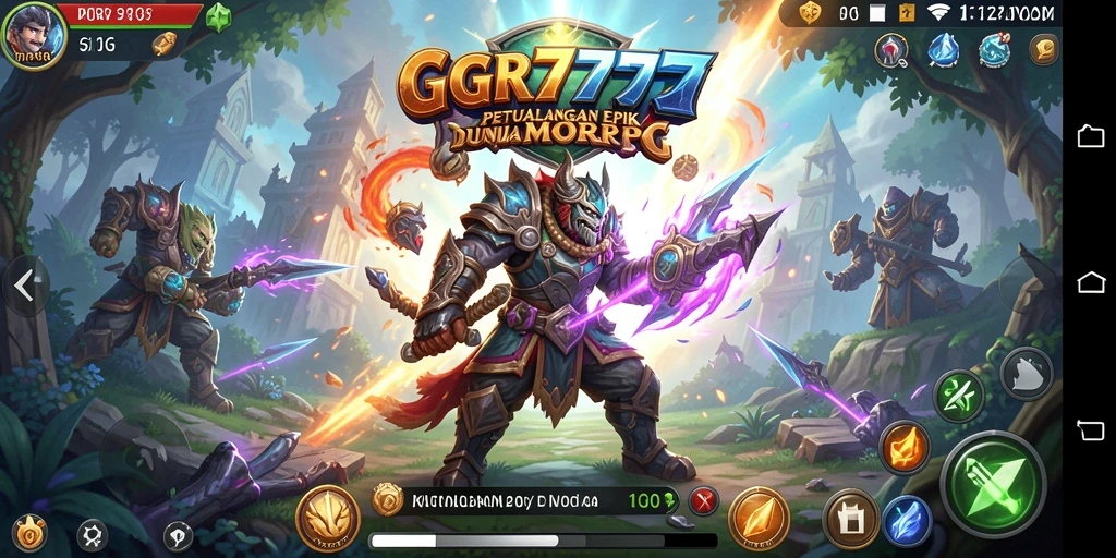 Screenshot utama GGR7777 menampilkan aksi pertempuran hebat dalam dunia MMORPG.