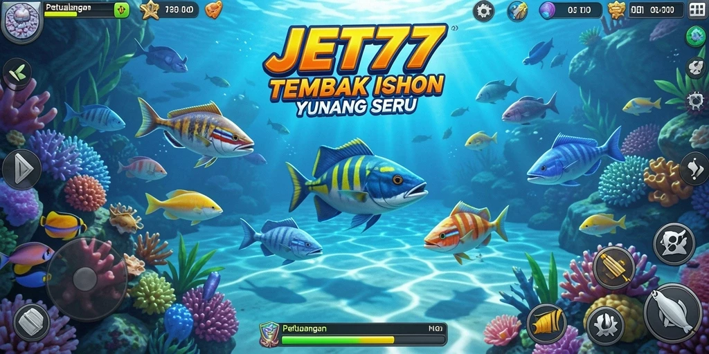 Tampilan gameplay JET77 yang menakjubkan menembak ikan.