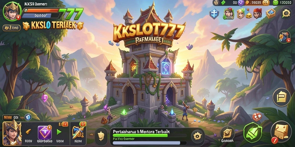 Tangkapan layar gameplay KKSLOT777 menampilkan menara melawan gelombang musuh.