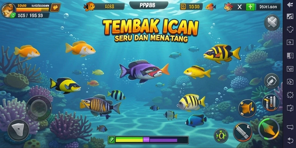 Screenshot gameplay Tembak Ikan PP88 yang mengesankan.