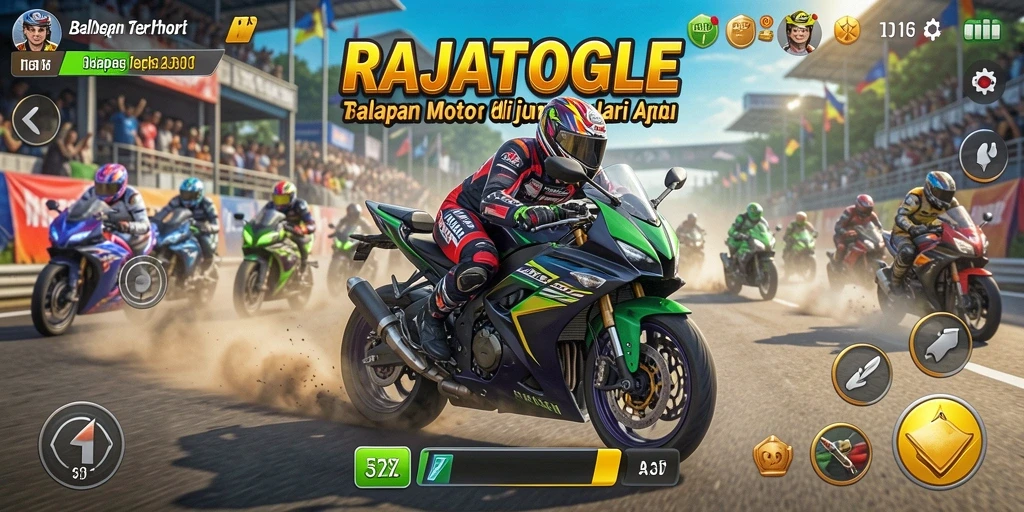 Tampilan menarik dari gameplay balapan motor RAJATOGEL.