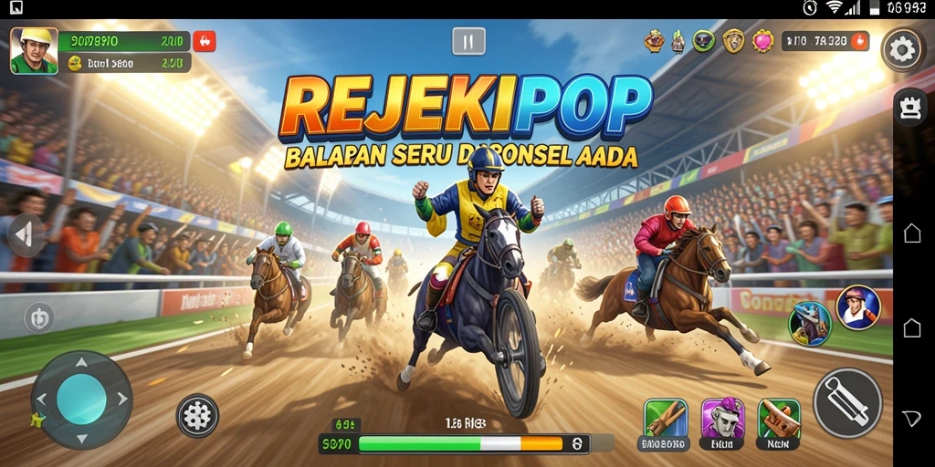 Tampilan gameplay seru dalam balapan REJEKIPOP.