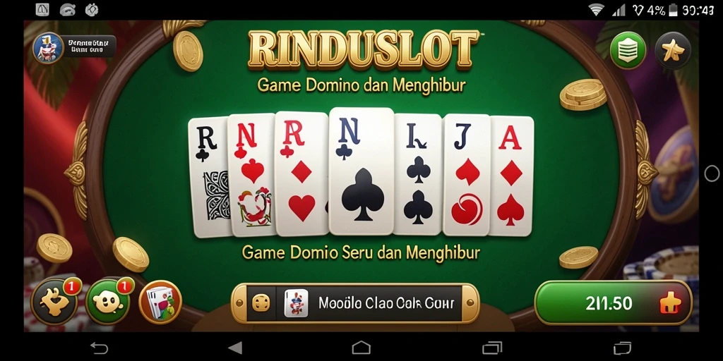 Tampilan screenshot RINDUSLOT menunjukkan interaksi permainan Domino yang seru.