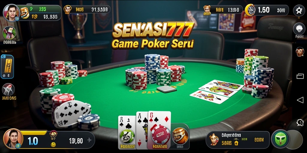 Tampilan utama SENSASI777 yang menunjukkan gameplay Poker yang mendebarkan.