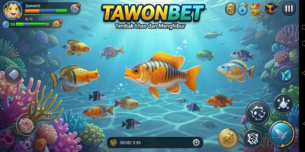 Tampilan gameplay seru TAWONBET saat menangkap ikan.