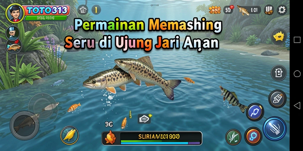 Screenshot utama TOTO313 menampilkan gameplay memancing yang mendebarkan.