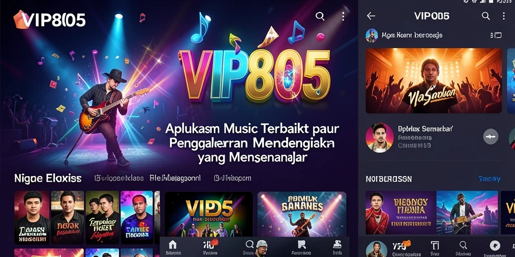 Tangkapan layar dari gameplay musik VIP805 menunjukkan fitur dan antarmuka interaktif.